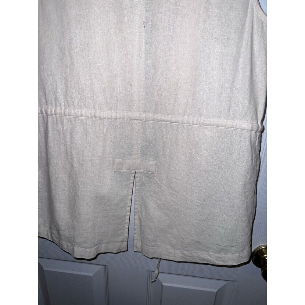NWT JUICY COUTURE Vest Womens Ivory Linen Blend Cascade Front Pocket Sz S - Picture 7 of 12